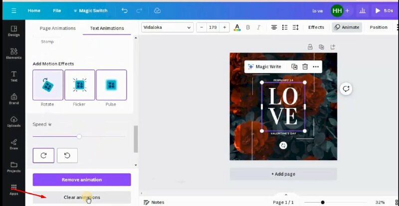 Nếu muốn bỏ tất cả các hiệu ứng cùng lúc hãy bấm vào Clear animations.