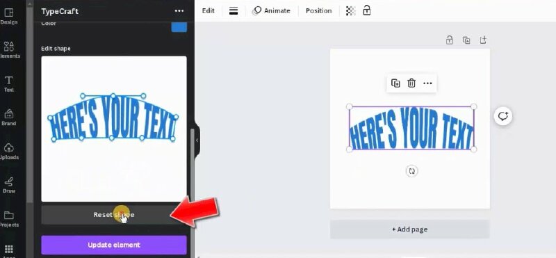 Để đặt lại các thuộc tính hãy bấm vào Reset shape.