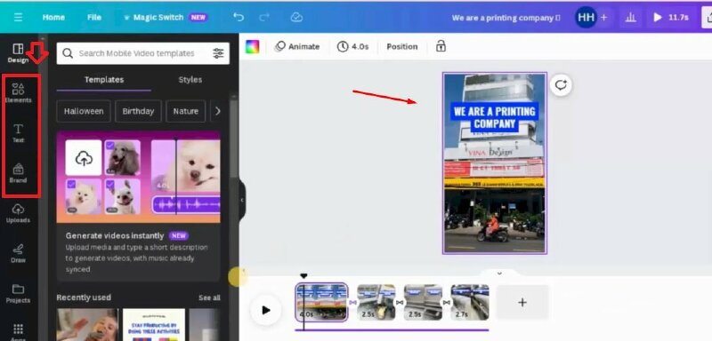Bước 6: Video sau khi tạo xong sẽ có text, nội dung, âm thanh... Bạn có thể dễ dàng thực hiện tùy chỉnh video sau khi tạo.