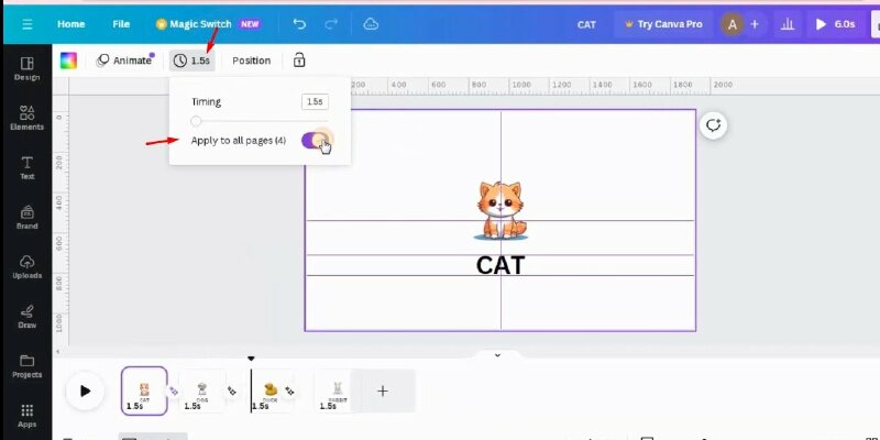 Bước 12: Cuối cùng hãy đổi thời gian trang thành 1.5 giây > Bấm chọn áp dụng cho tất cả các trang.