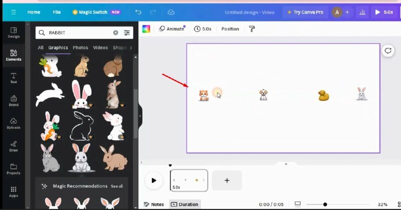 Bước 4: Tiếp đến hãy kéo thu nhỏ các phần tử lại, đặt chúng cách xa nhau và sắp xếp chúng theo thứ tự mà bạn muốn nó xuất hiện trong chuyển động vuốt.