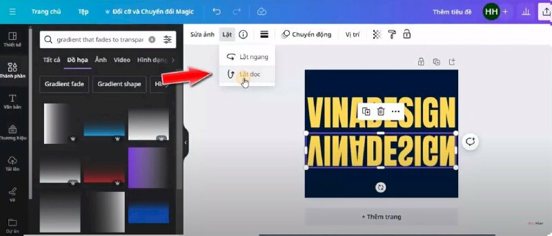 Bước 7: Để lật ngược ảnh chữ này chúng ta sẽ bấm vào ảnh > Chọn Lật > Lật dọc. 