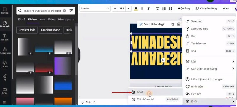 Để tránh sự thay đổi có thể xáo trộn chúng thì đầu tiên các bạn hãy khóa các thành phần này lại.