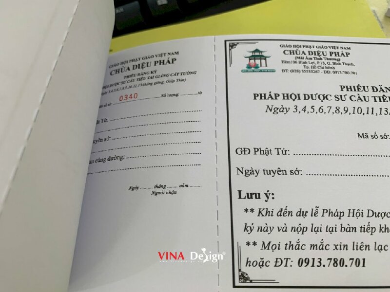 In sổ Cầu An, sổ đăng ký, phiếu đăng ký Pháp Hội Dược Sư Cầu Tiêu Tai Giáng Cát Tường cho Chùa - VND497