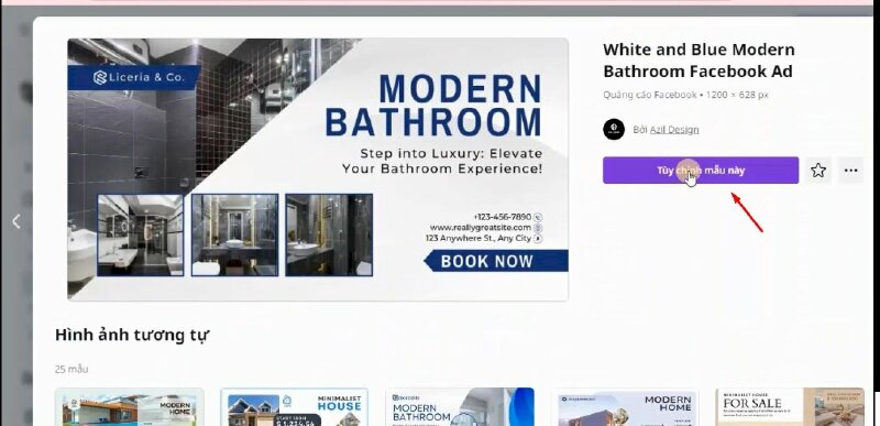 Chọn mẫu thiết kế có sẵn mà bạn thích và bấm vào tuỳ chỉnh mẫu này để sửa.