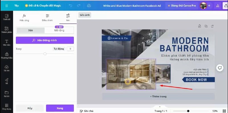 Bên cạnh đó bạn cũng điều chỉnh được vị trí ảnh xuất hiện tại đây bằng cách nhấp 2 lần vào ảnh và thực hiện kéo ảnh điều chỉnh đến vị trí mà bạn muốn. Và cũng có thể thu phóng ảnh nếu muốn. 