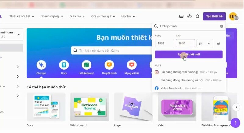 Tạo thiết kế mới
