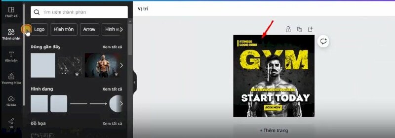 Bước 10: Tiếp theo chúng ta sẽ bấm thêm văn bản > Nhập nội dung vào > Di chuyển lên góc trái > Và thực hiện đổi màu, điều chỉnh phông chữ, kích thước như thế này. Sau đó chúng ta sẽ bấm thêm hình vuông này vào, thực hiện điều chỉnh kích thước, đổi màu, di chuyển lên phía bên trái chữ này và điều chỉnh sao cho phù hợp.