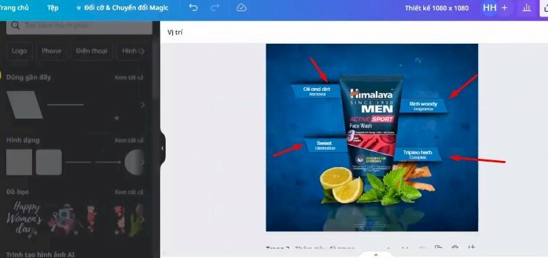 Bước 12: Sau đó nhóm 2 nội dung này lại và thực hiện di chuyển đến các vị trí này và hãy thay đổi nội dung cho phù hợp.