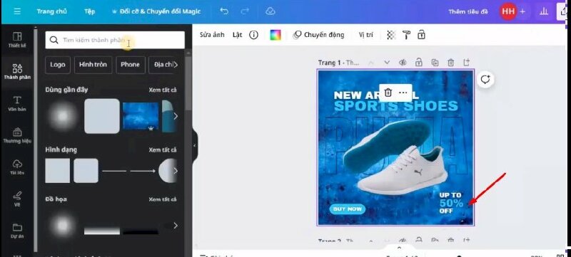 Tiếp tục tạo dòng chữ phía bên góc phải thiết kế.