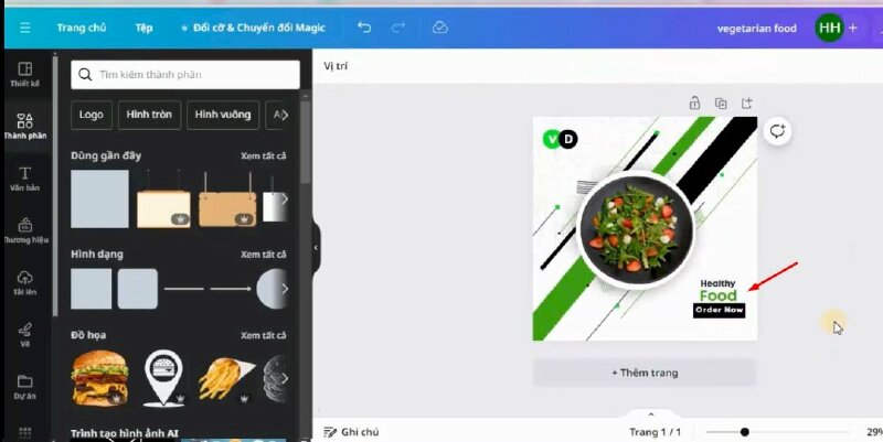 Bước 8: Tiếp theo chúng ta sẽ thêm văn bản cho thiết kế > Bấm vào Văn bản  > Chọn Thêm tiêu đề > Nhập nội dung vào > và điều chỉnh phông chữ, kích thước, màu sắc, thiết kế sao cho phù hợp 