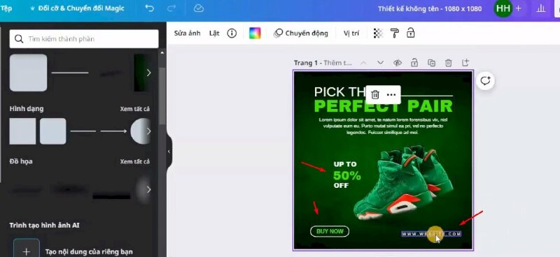 Bước 9: Tiếp đến thêm nội dung thực hiện điều chỉnh như sau: