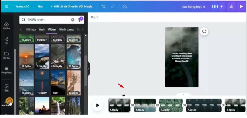 Như vậy trong vòng chưa đến 1 phút Canva đã tạo cho bạn hàng loạt các video. Tiếp theo bạn có thể thực hiện thay đổi video nền hoặc âm thanh cho từng video sao cho phù hợp. 