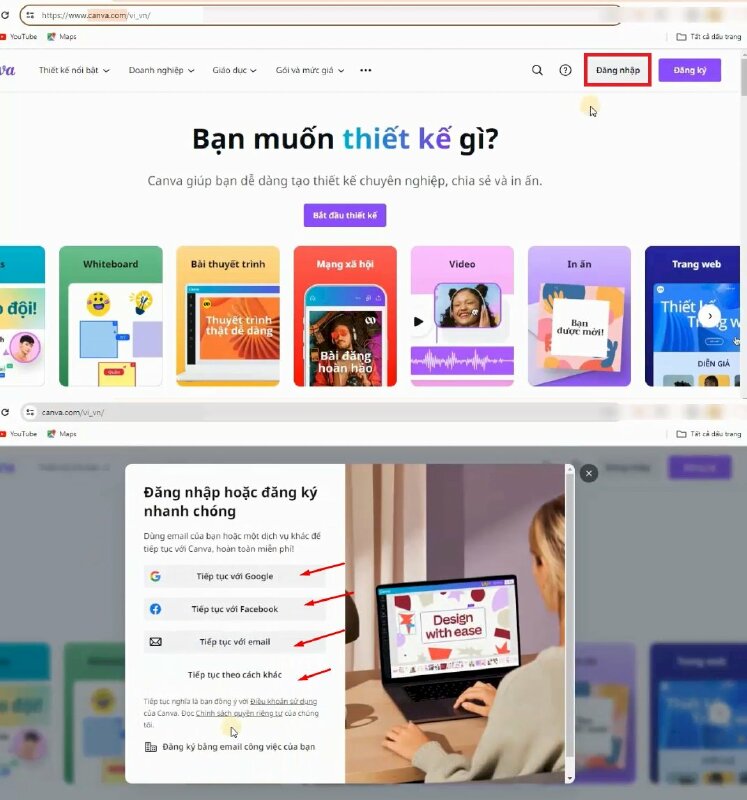 Tạo và đăng nhập vào tài khoản Canva