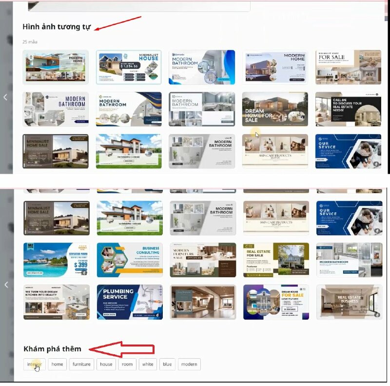 Nếu như bạn vẫn chưa thích mẫu này thì hãy kéo xuống dưới sẽ có một số mẫu liên quan để có thể xem và lựa chọn, hoặc bấm vào một số từ khóa gợi ý ở phần Khám phá thêm.