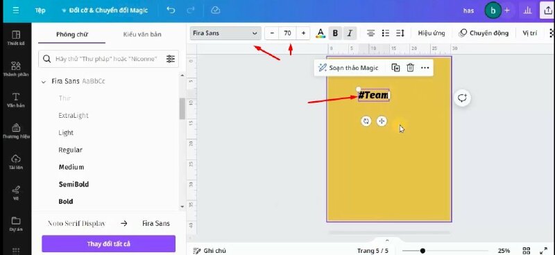 Đầu tiên hãy nhấn phím tắt là T và ghi chữ vào, thực hiện đổi phong chữ, cỡ chữ, màu chữ. 