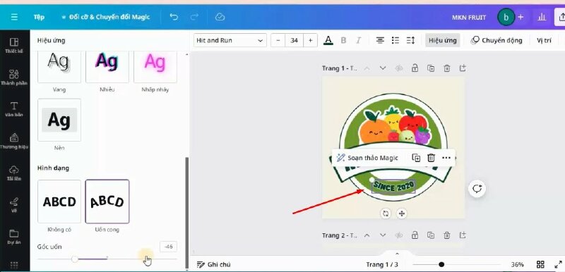 Tiếp theo mình sẽ thêm văn bản vào, và ghi năm thành lập "SINCE 2020" vào, rồi thực hiện điều chỉnh như thế này. 