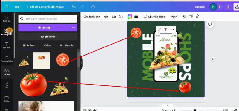 Thêm 2 hình này vào thiết kế và thực hiện điều chỉnh như sau: 