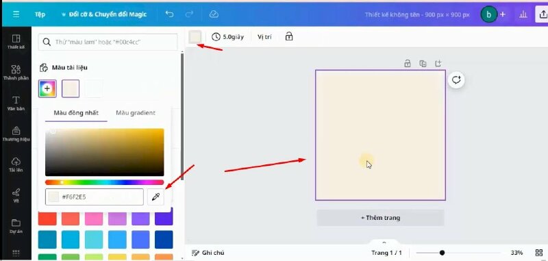 Đầu tiên mình sẽ thực hiện đổi màu nền cho thiết kế thành màu này : #F6F2E5