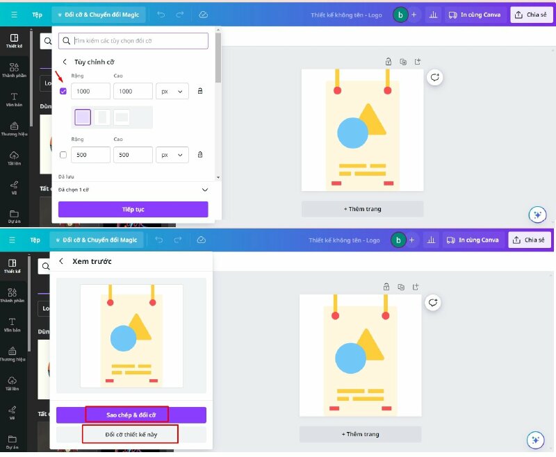 Cách thay đổi kích thước thiết kế trong Canva