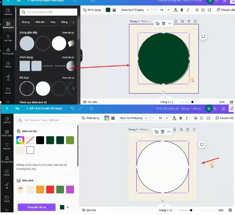 Sau đó mình sẽ bấm thêm hình tròn vào thiết kế. Rồi kéo hình tròn to ra bằng đường tròn bên dưới. Và thực hiện đổi màu thành màu trắng. Sau đó nhấn chuột phải, chọn lớp, rồi chọn lùi 1 lớp.