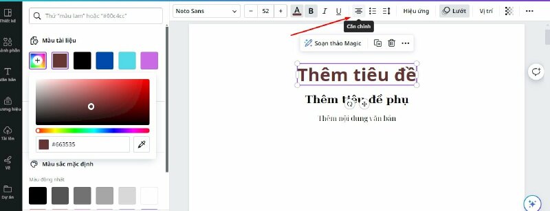 Còn ở đây sẽ là căn chỉnh văn bản trong khung, mặc định sẽ là căn giữa, bấm vào sẽ là căn trái, tiếp theo là căn đều 2 bên, cuối cùng sẽ là căn phải. 
