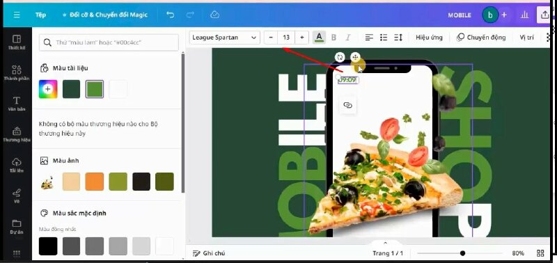 Sau khi thêm và điều chỉnh xong 2 dòng chữ 2 bên, mình sẽ bấm thêm tiếp mẫu văn bản và thực hiện điều chỉnh như sau: