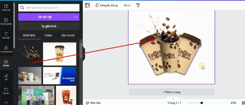Tiếp theo mình sẽ thêm hình này vào thiết kế và thực hiện điều chỉnh như thế này.