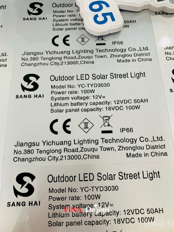 In tem bạc TPHCM dán nhãn sản phẩm đèn Led ngoài trời - VND525