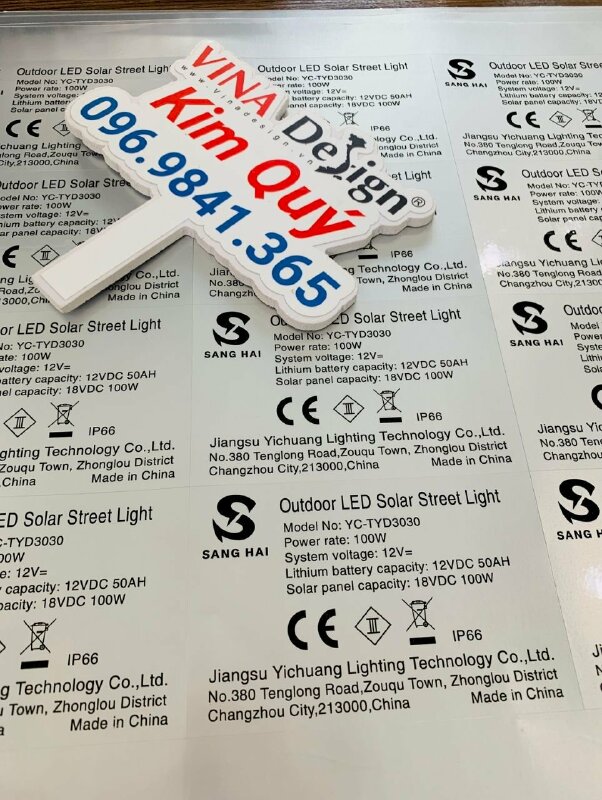 In tem bạc TPHCM dán nhãn sản phẩm đèn Led ngoài trời - VND525