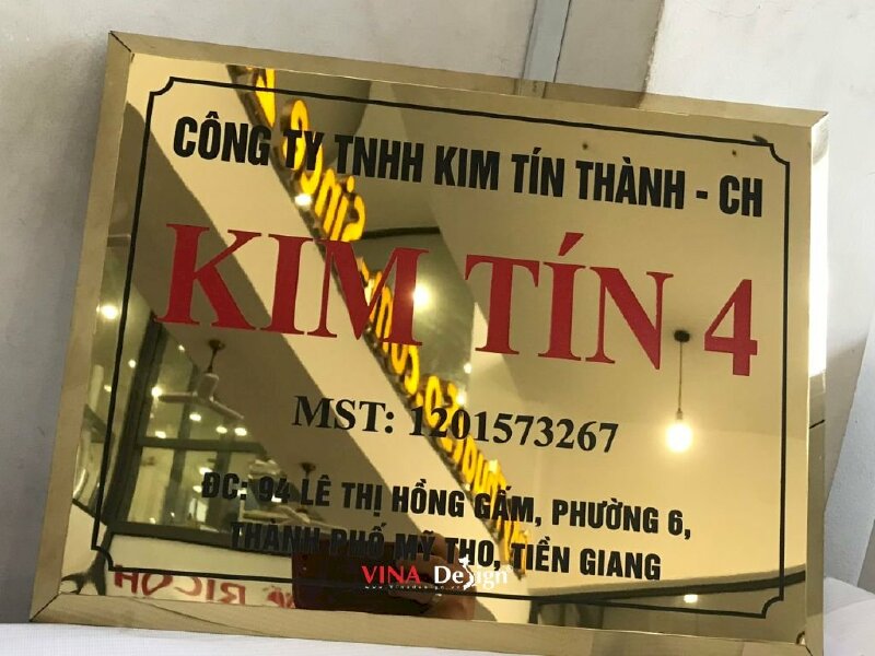 Làm bảng hiệu Inox vàng công ty kinh doanh vàng bạc đá quý, hàng gửi về Mỹ Tho, Tiền Giang từ TPHCM - VND540