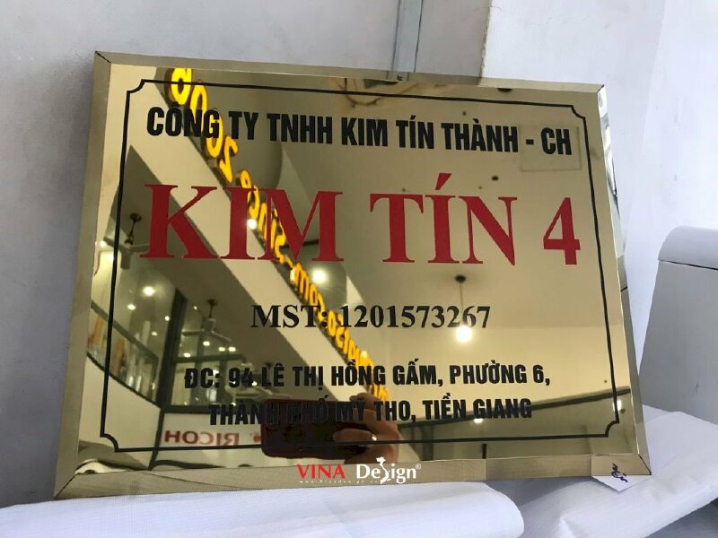 Làm bảng hiệu Inox vàng công ty kinh doanh vàng bạc đá quý, hàng gửi về Mỹ Tho, Tiền Giang từ TPHCM - VND540