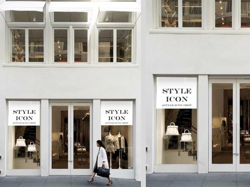 Rèm cuốn in logo shop thời trang