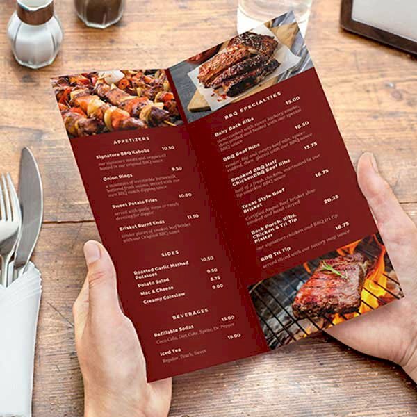 In menu nhà hàng dạng tờ gấp