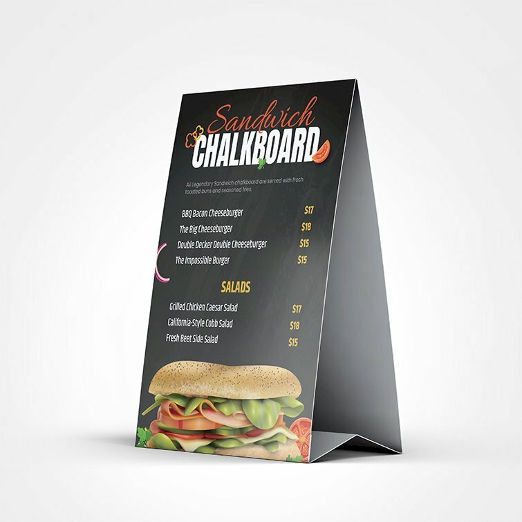 In menu nhà hàng để bàn