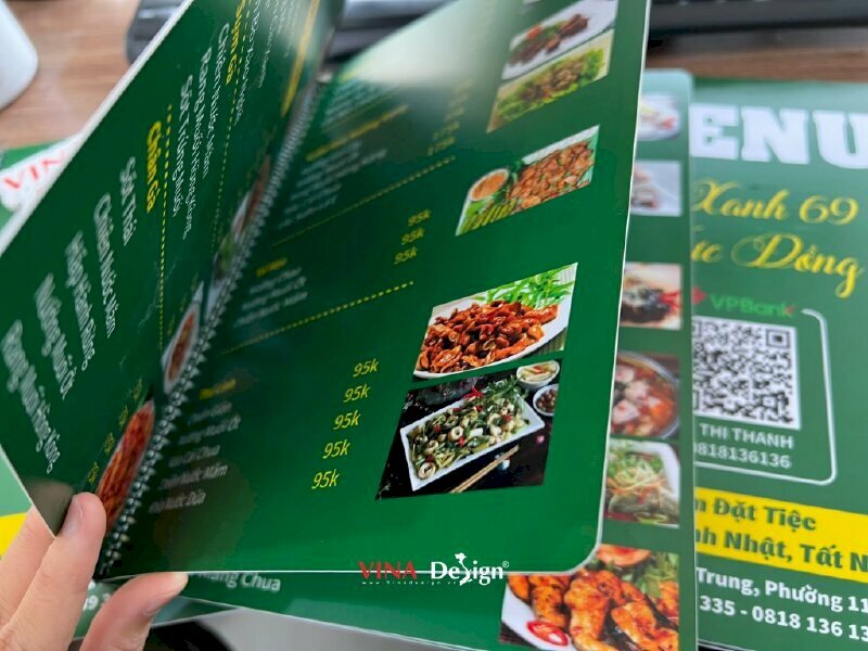 In menu nhà hàng theo yêu cầu, đẹp, giá rẻ TPHCM