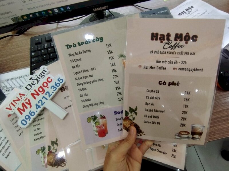 In menu quán cà phê theo yêu cầu, đẹp, giá rẻ TPHCM