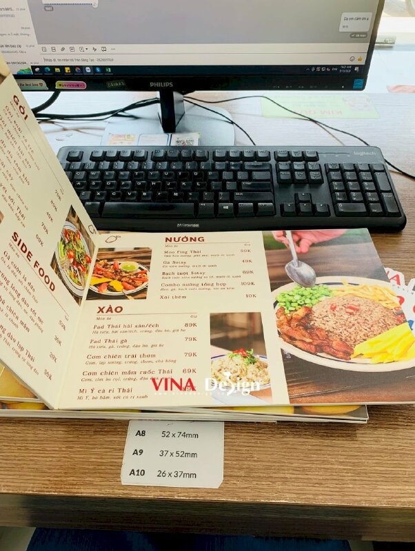 In menu quán Thái Lan, làm menu đơn giản từ in PP cán Format - VND554