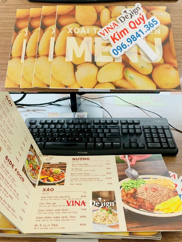 In menu quán Thái Lan, làm menu đơn giản từ in PP cán Format - VND554