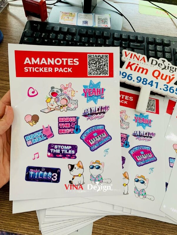 In Sticker dán theo yêu cầu cho game âm nhạc, set Sticker Pack style thương hiệu - VND557