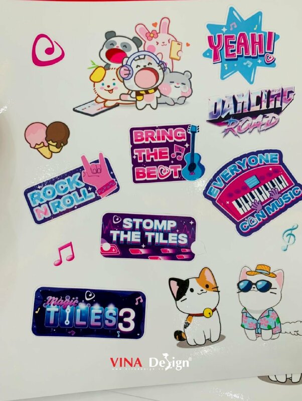 In Sticker dán theo yêu cầu cho game âm nhạc, set Sticker Pack style thương hiệu - VND557