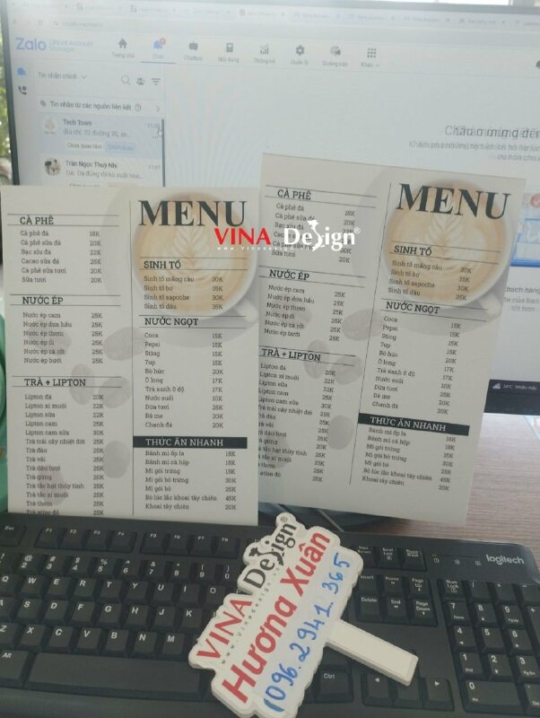 Dịch vụ in menu bảng cầm tay đẹp cho quán cafe, menu bồi formex - VND610