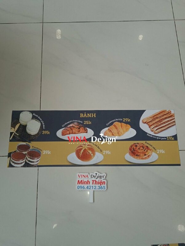 In bảng giá menu hình ảnh bánh ngọt dán tường, in hình Decal sữa  - VND621