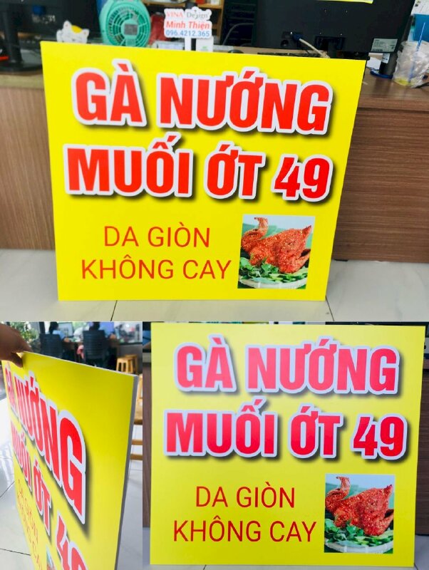 In bảng giá món ăn treo quán gà nướng, in tấm formex - VND590