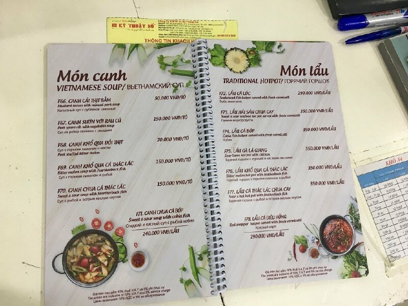In menu quán ăn