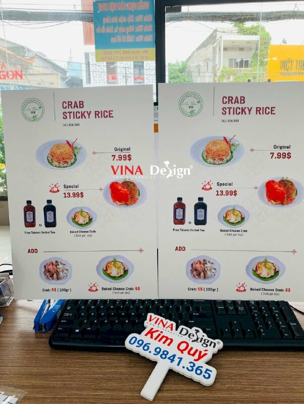 In menu quán ăn vặt Đài Loan, menu formex cầm tay khổ A3, hàng gửi đi Phnom Penh, Cambodia từ TPHCM - VND598