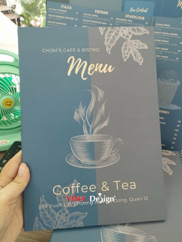 In menu quán cà phê đẹp, in menu dán gói formex 5li - VND596