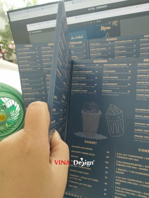 In menu quán cà phê đẹp, in menu dán gói formex 5li - VND596