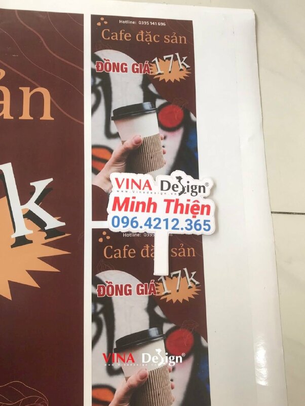 In poster dán kính, poster khổ lớn giới thiệu cafe đặc sản đồng giá 17k cho quán cafe - VND603