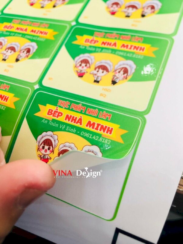 In tem Decal sữa Bếp Nhà, tem nhãn thực phẩm nhà làm, tem nhãn sản phẩm, hạn sử dụng, bảo quản - VND601